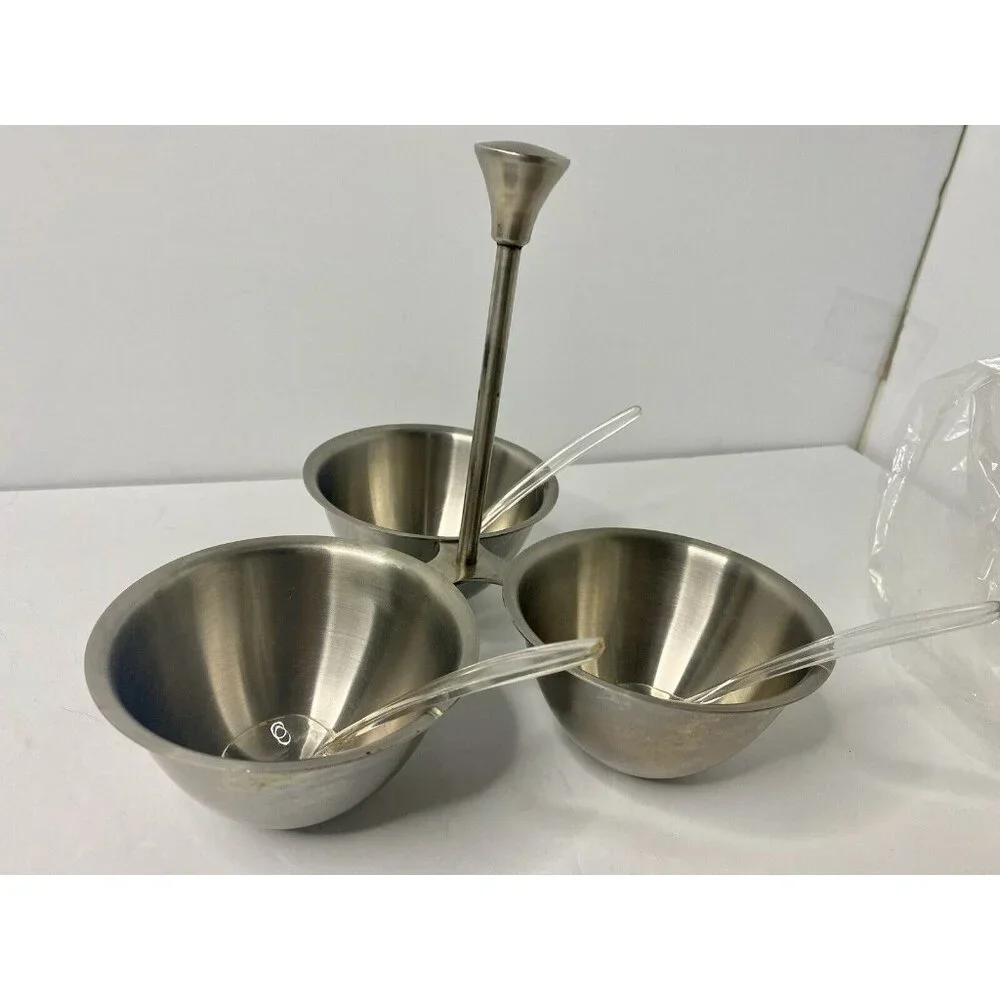 Viking Stainless Steel 3‎ Cup Condiment Holder Vintage 1970s Kitchen